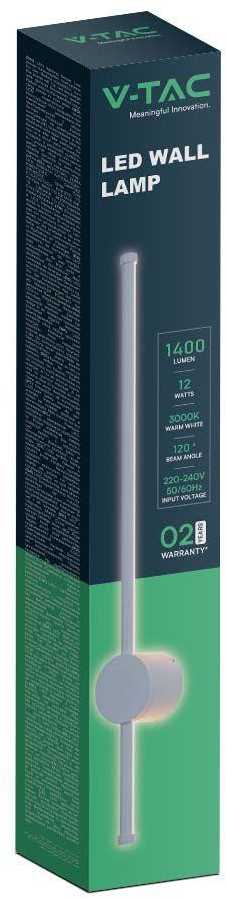 V-tac 12W LED sieninis lauko šviestuvas, baltas, 3000K