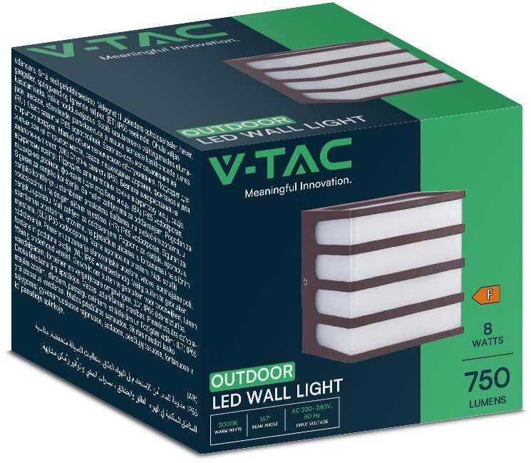 Sieninis šviestuvas V-tac 8W LED sieninis lauko šviestuvas, rudas, 4000K