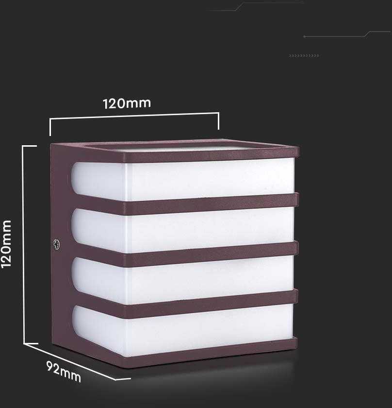 Sieninis šviestuvas V-tac 8W LED sieninis lauko šviestuvas, rudas, 3000K