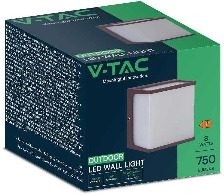 V-tac 8W LED sieninis lauko šviestuvas, rudas, 4000K