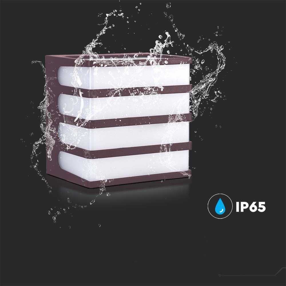 Sieninis šviestuvas V-tac 8W LED sieninis lauko šviestuvas, rudas, 3000K