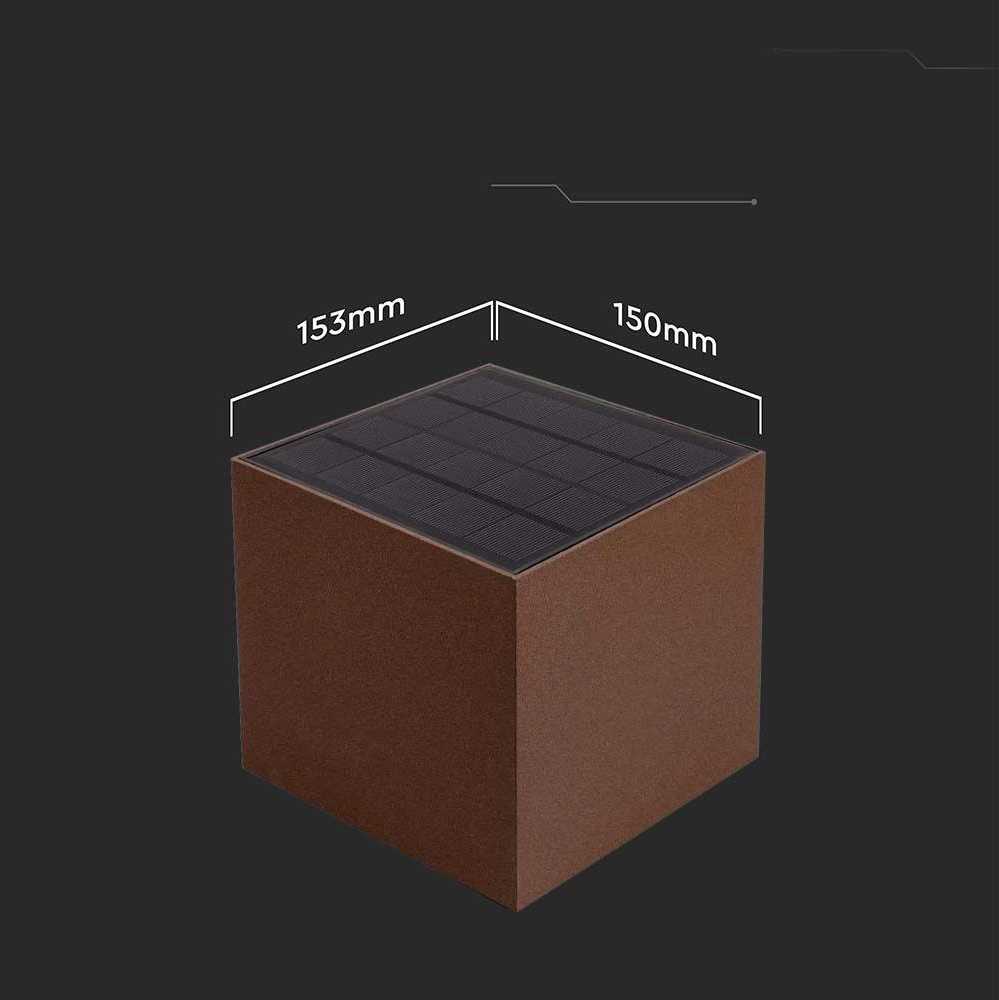 Sieninis šviestuvas 9W LED sieninis įkraunamas šviestuvas su saulės baterija ir judesio davikliu, rudas, 3000/4000/5000K, IP65
