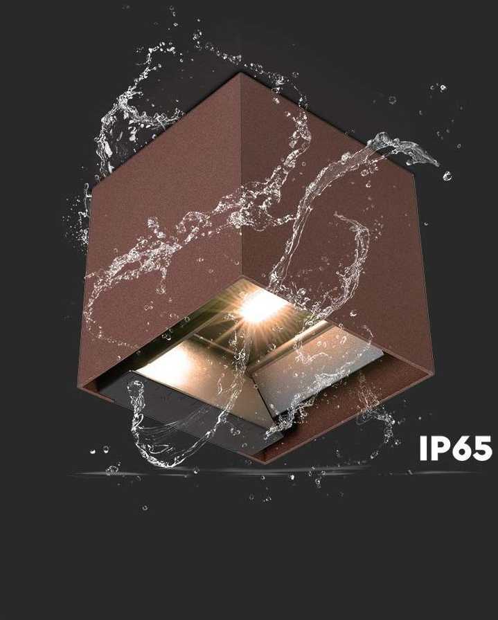Sieninis šviestuvas V-tac 9W LED įkraunamas sieninis lauko šviestuvas su saulės baterija ir judesio davikliu, rūdžių sp., 4000K, IP65