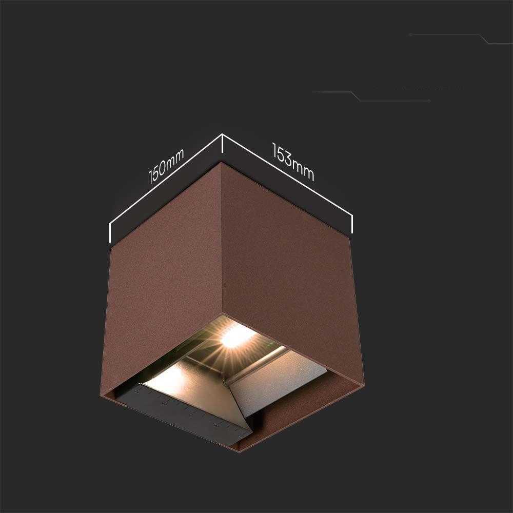 Sieninis šviestuvas V-tac 9W LED įkraunamas sieninis lauko šviestuvas su saulės baterija ir judesio davikliu, rūdžių sp., 4000K, IP65
