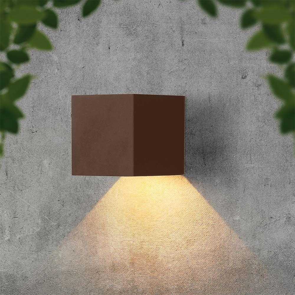Sieninis šviestuvas V-tac 9W LED įkraunamas sieninis lauko šviestuvas su saulės baterija ir judesio davikliu, rūdžių sp., 4000K, IP65