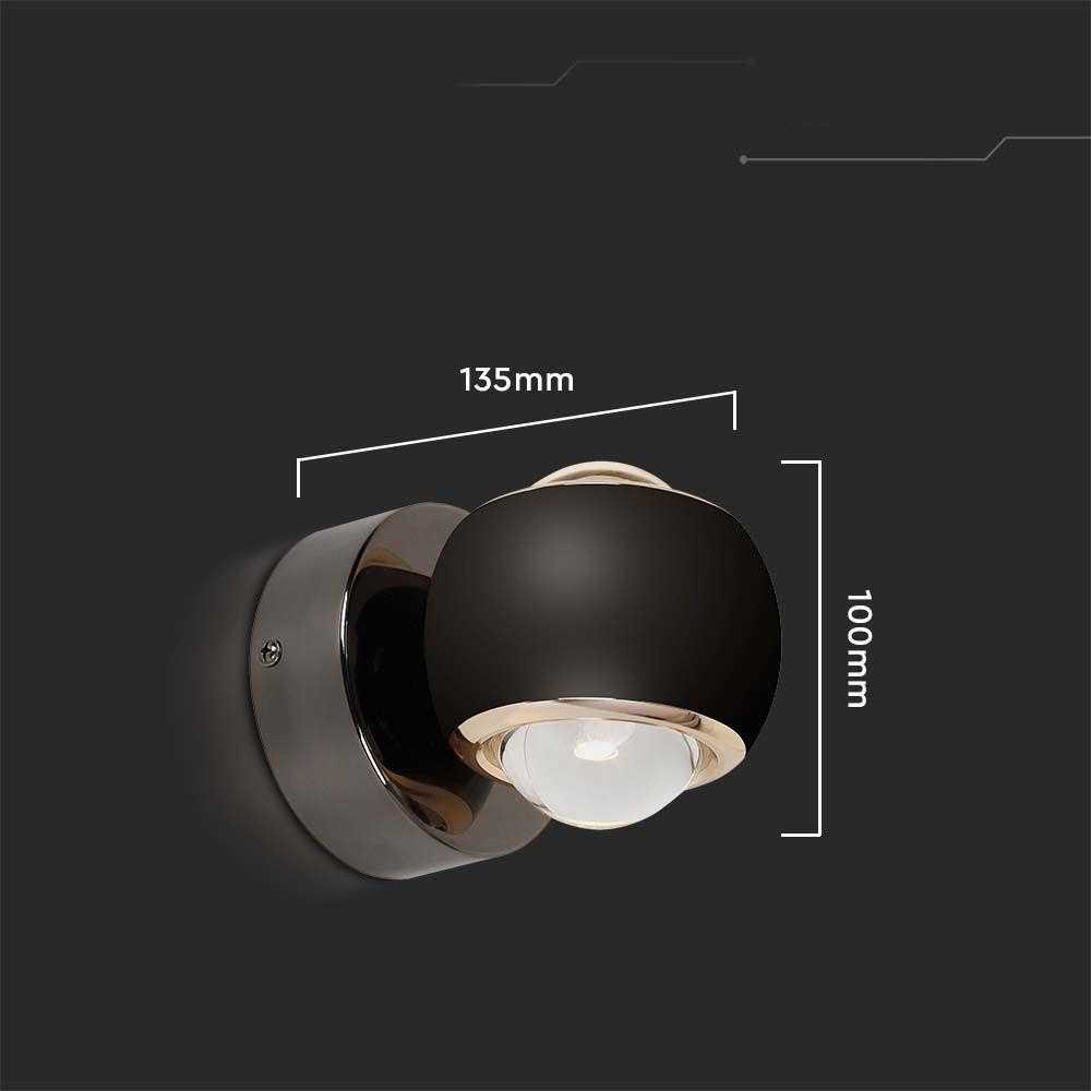 V-tac 10W LED sieninis šviestuvas, juodas, 3000K, šviečia į viršų ir į apačią
