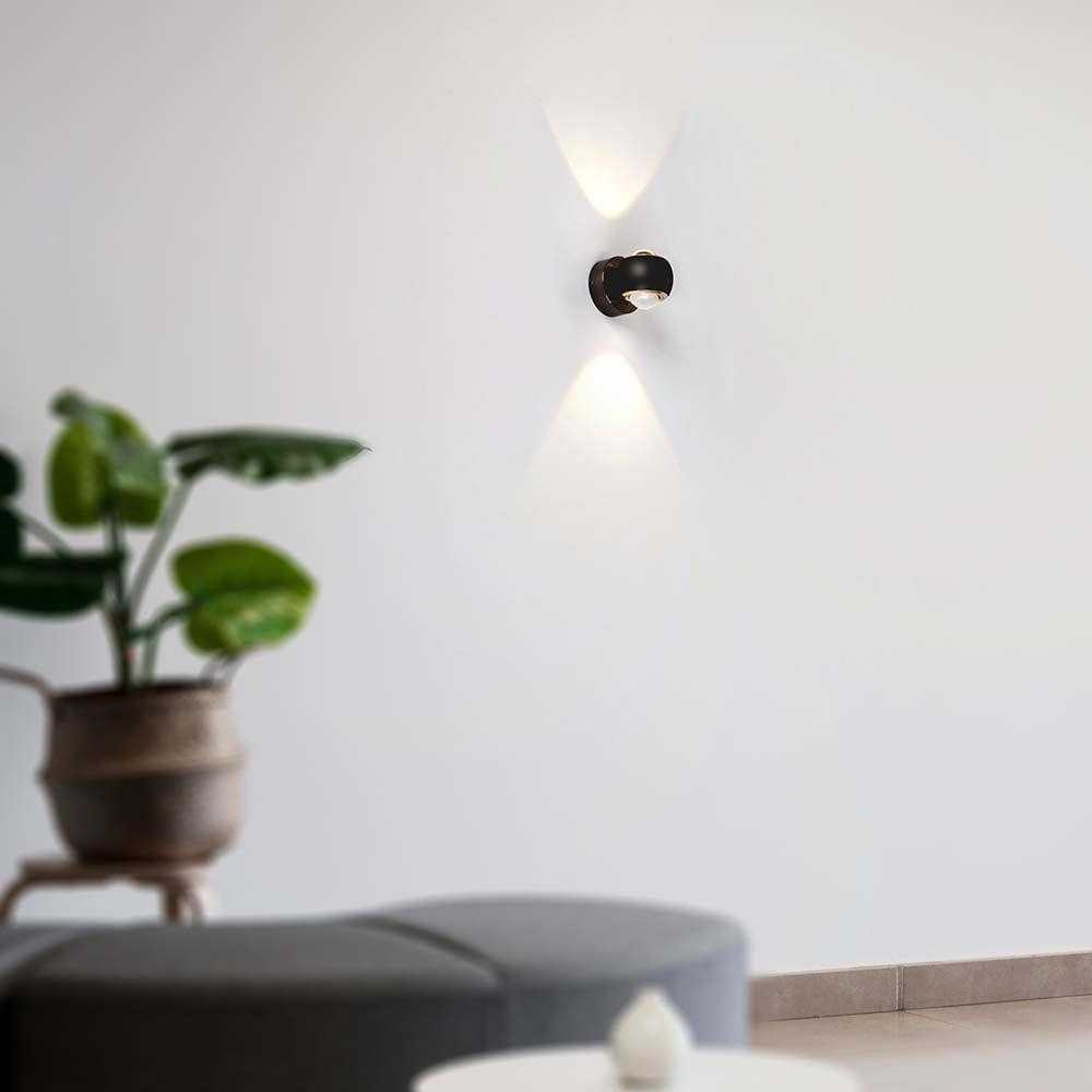 V-tac 10W LED sieninis šviestuvas, juodas, 3000K, šviečia į viršų ir į apačią