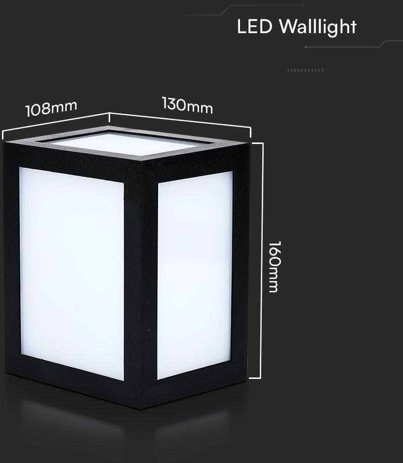Sieninis šviestuvas V-tac 12W LED sieninis fasado šviestuvas, juodas, 6400K, IP65