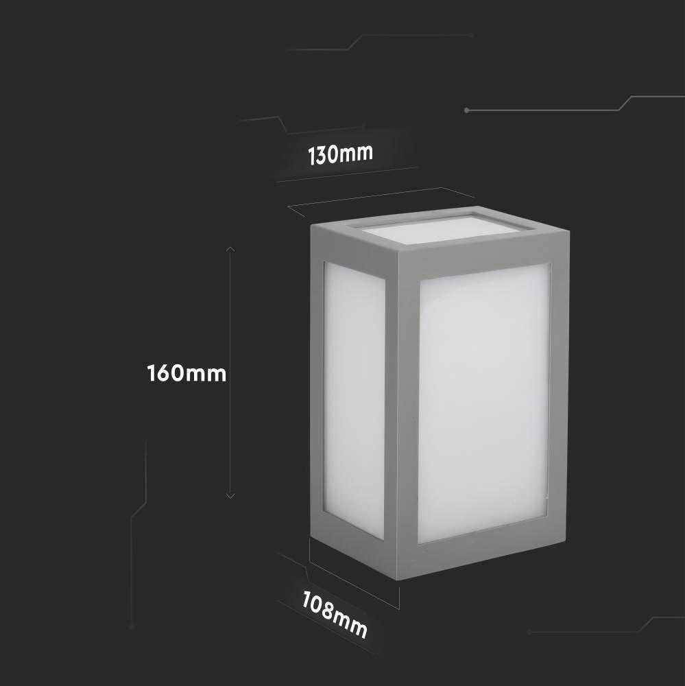 V-tac 12W LED sieninis šviestuvas, pilkas, 4000K, IP65