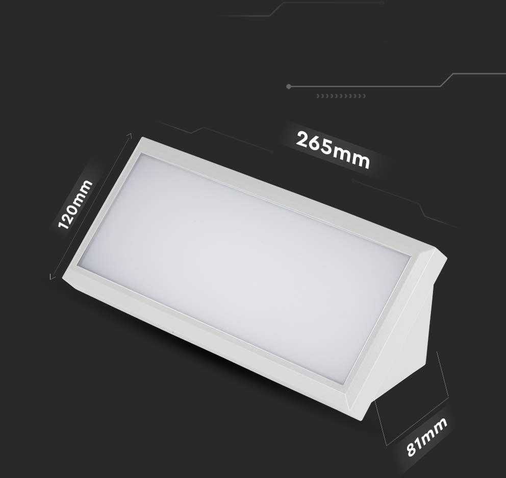 Sieninis šviestuvas V-tac 12W LED sieninis lauko šviestuvas, baltas, 4000K