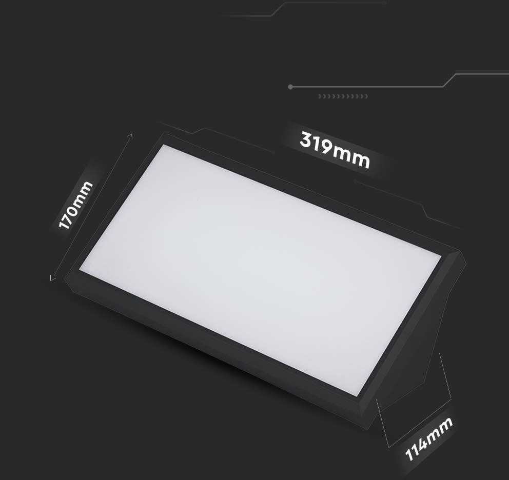 Sieninis šviestuvas V-tac 20W LED sieninis lauko šviestuvas, juodas, 4000K