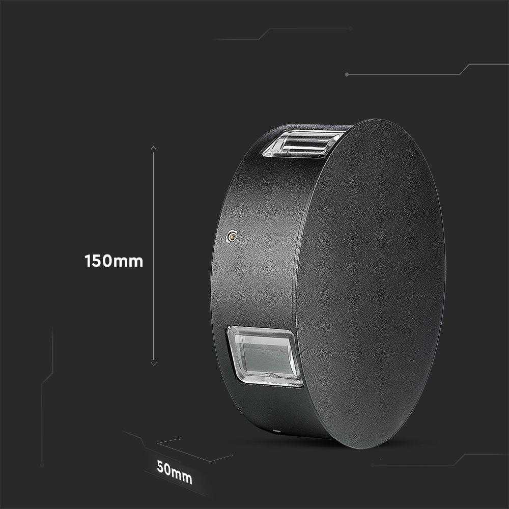 V-tac 4W LED sieninis šviestuvas, juodas, IP65, 3000K