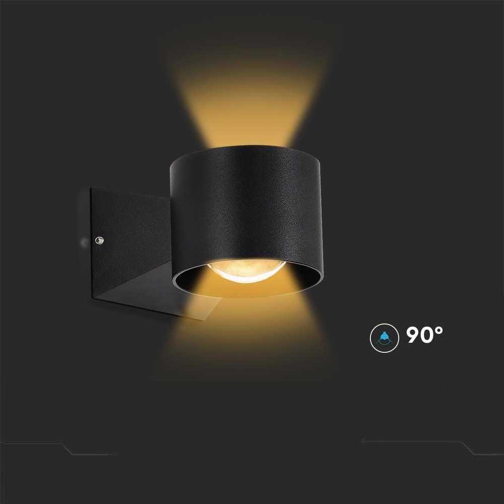 V-tac 5W LED sieninis šviestuvas, juodas, 3000K