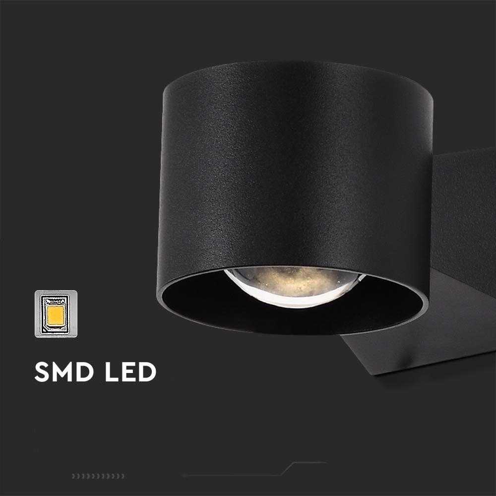 V-tac 5W LED sieninis šviestuvas, juodas, 4000K