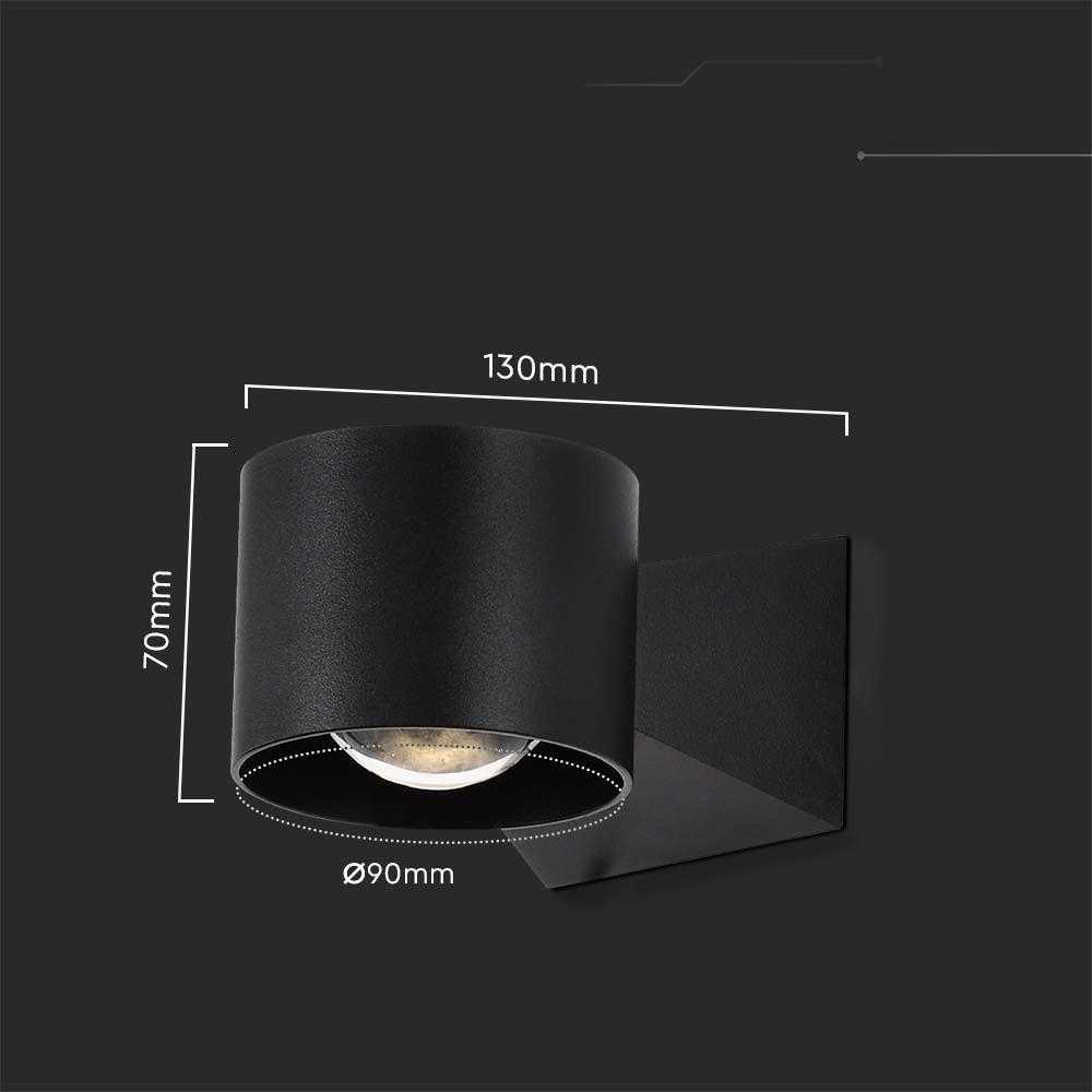 V-tac 5W LED sieninis šviestuvas, juodas, 3000K
