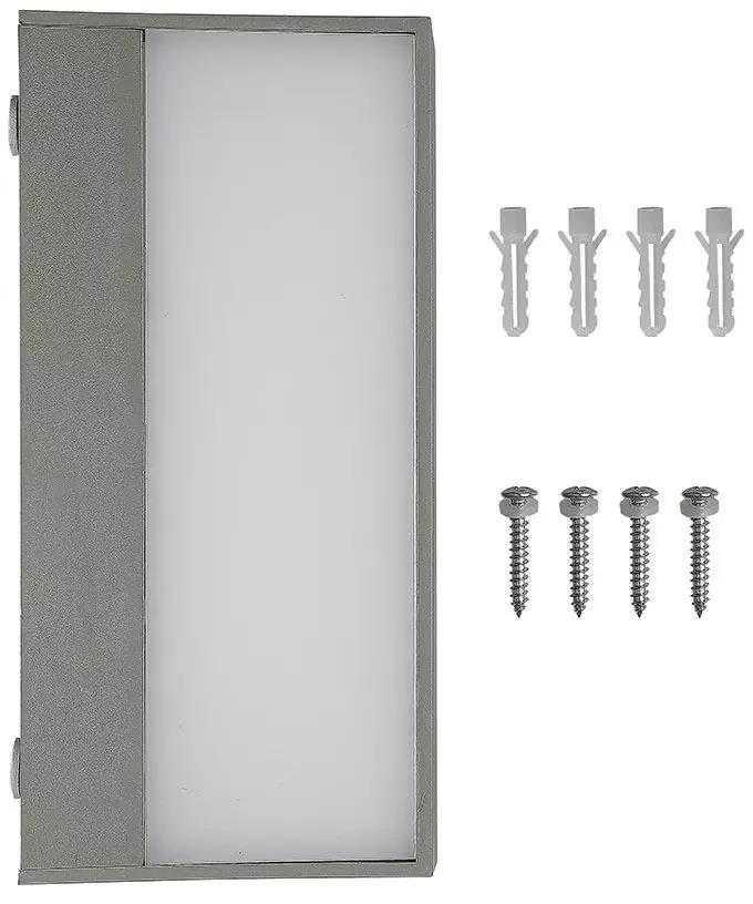 V-tac 9W LED sieninis šviestuvas, pilku korpusu, 6400K, IP65