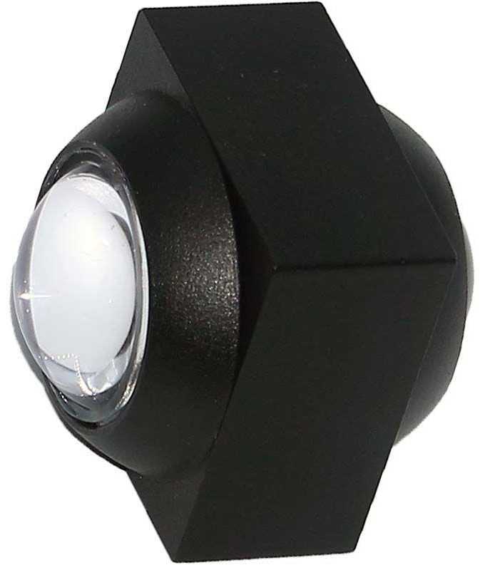 V-tac 2W LED sieninis šviestuvas, juodas, 3000K, IP54