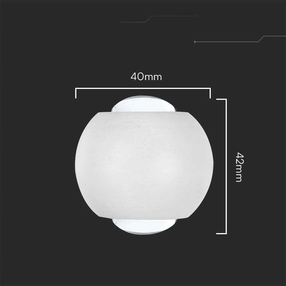 V-tac 2W LED sieninis šviestuvas, baltas, 3000K, IP54