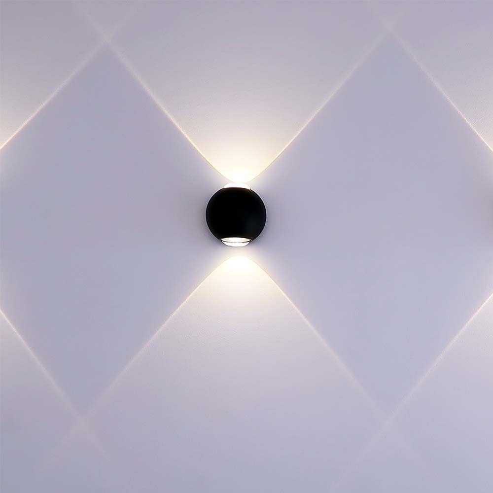 V-tac 2W LED sieninis šviestuvas, juodas, 4000K, IP54