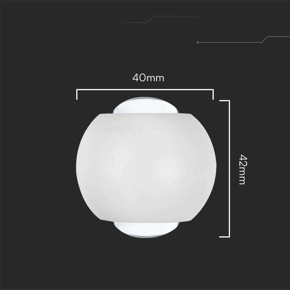 V-tac 2W LED sieninis šviestuvas, baltas, 4000K, IP54