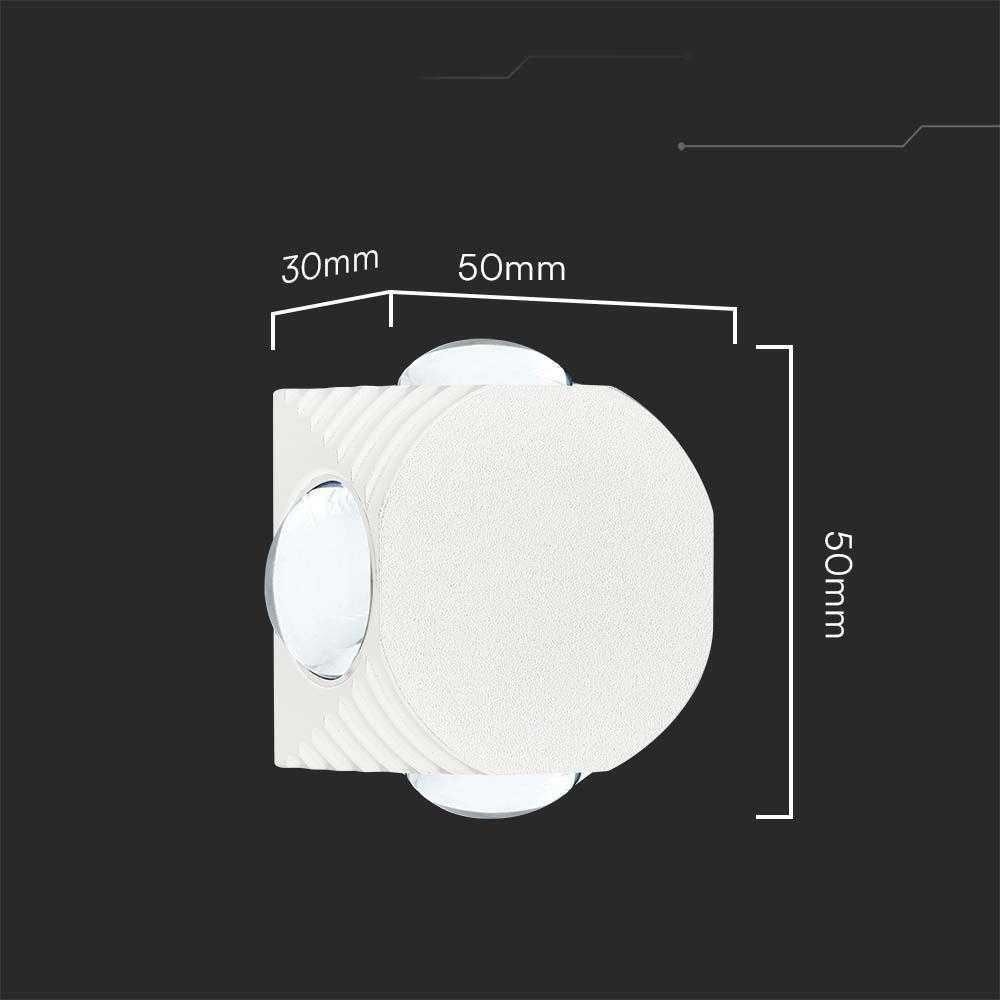 V-tac 4W LED sieninis šviestuvas, baltas, 3000K, IP54