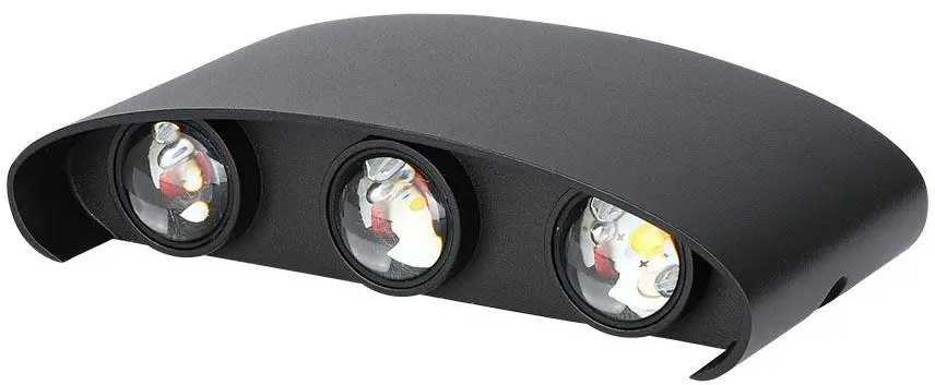 V-tac 5W LED sieninis šviestuvas, juodas, 3000K, IP65