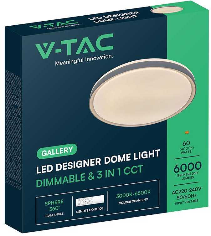 Lubinis šviestuvas 30/60W LED paviršinis šviestuvas, pilkos sp., 3000-6500K, dimeriuojamas