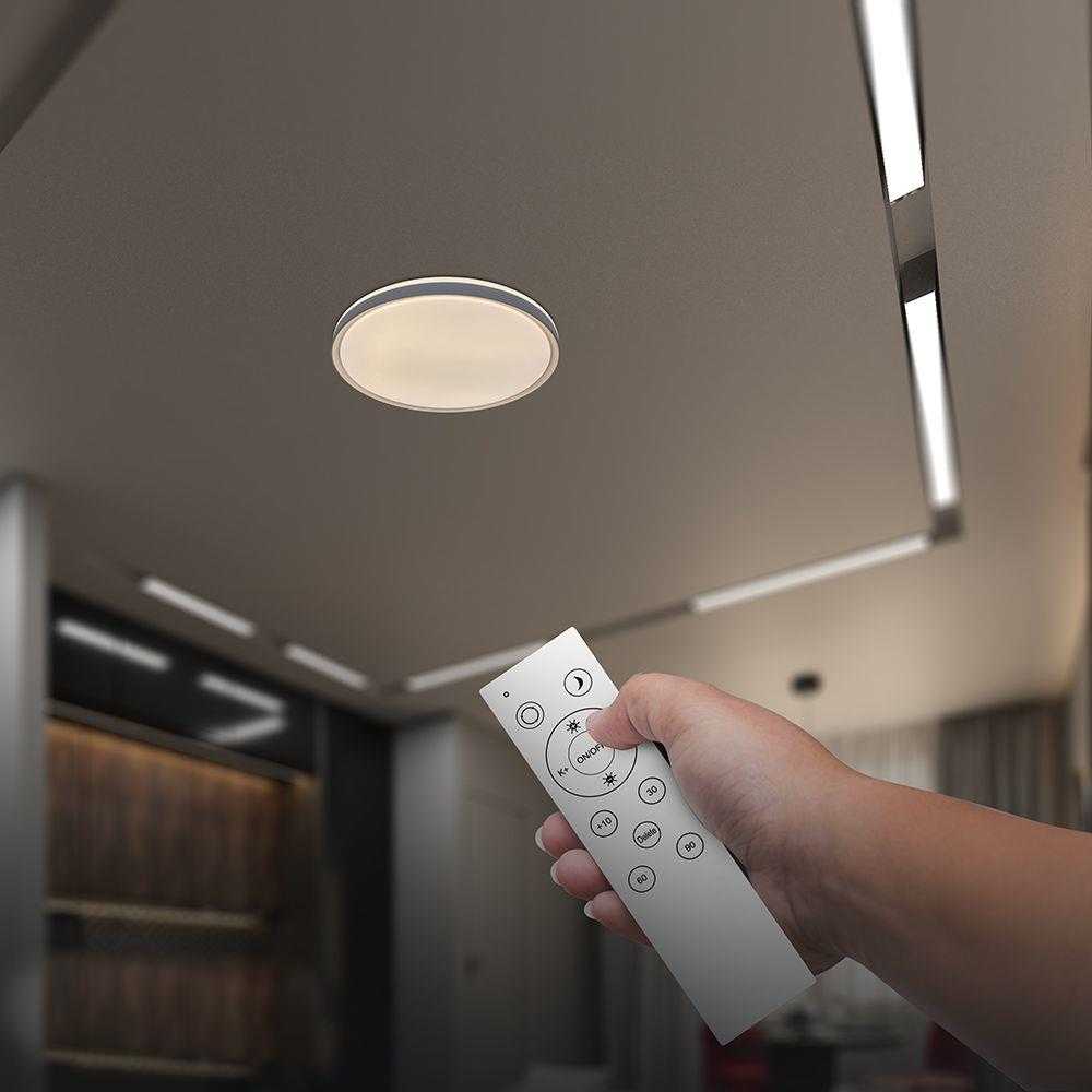 Lubinis šviestuvas 30/60W LED paviršinis šviestuvas, pilkos sp., 3000-6500K, dimeriuojamas