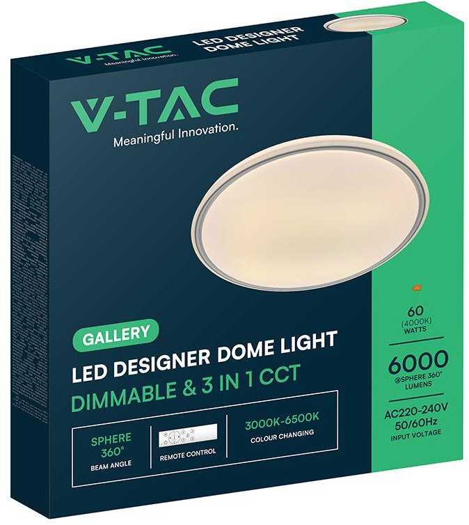 Lubinis šviestuvas 30/60W LED paviršinis šviestuvas, pilkos sp., 3000-6500K, dimeriuojamas
