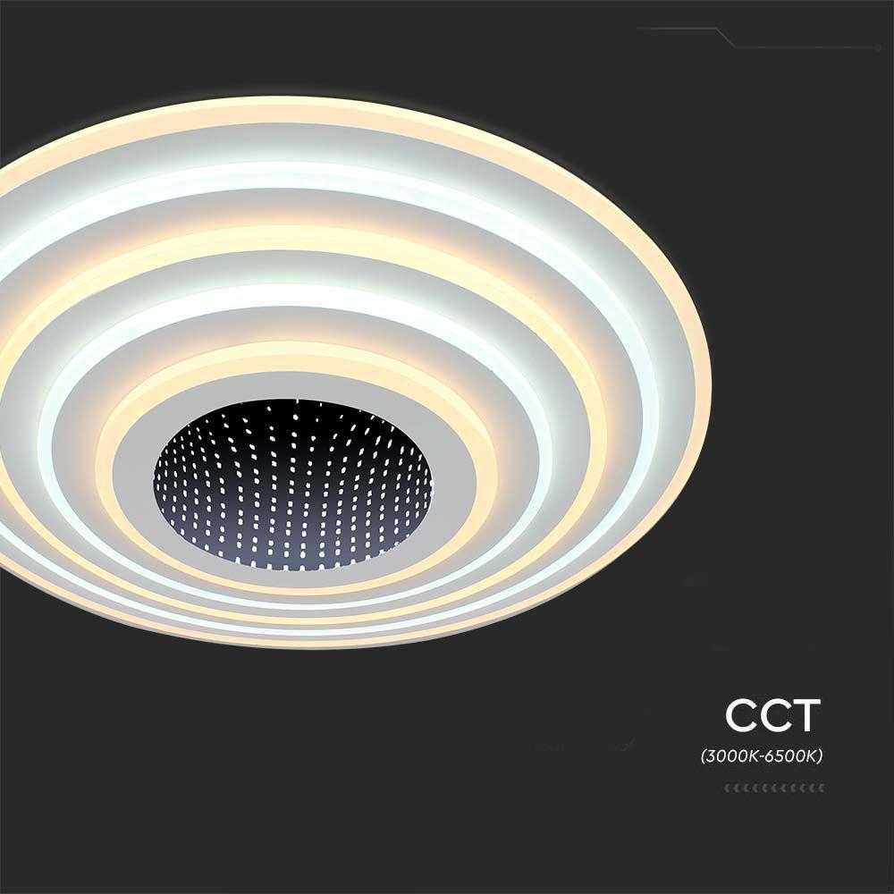 Lubinis šviestuvas V-tac 125W LED paviršinis lubų šviestuvas, baltas, 3000/6500K, dimeriuojamas, su nuotolinio valdymo pulteliu