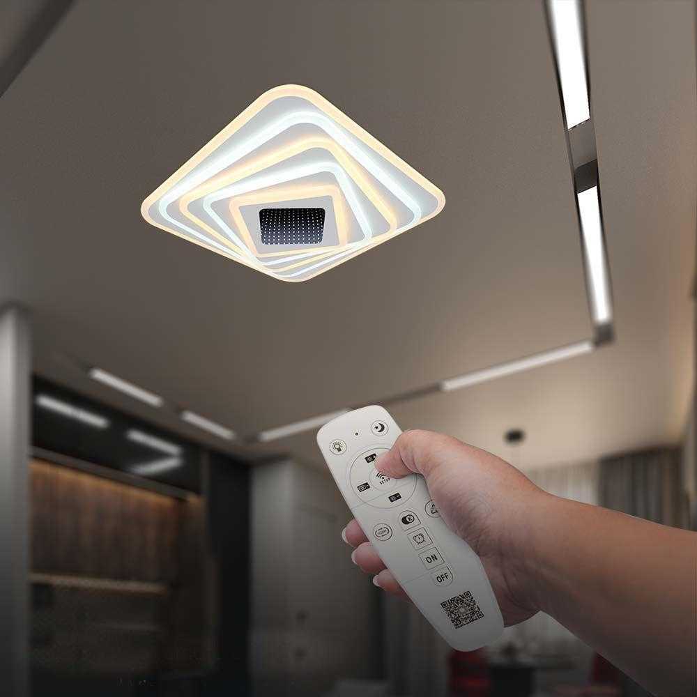 Lubinis šviestuvas V-tac 150W LED paviršinis lubų šviestuvas, baltas, 3000/6500K, dimeriuojamas, su nuotolinio valdymo pulteliu