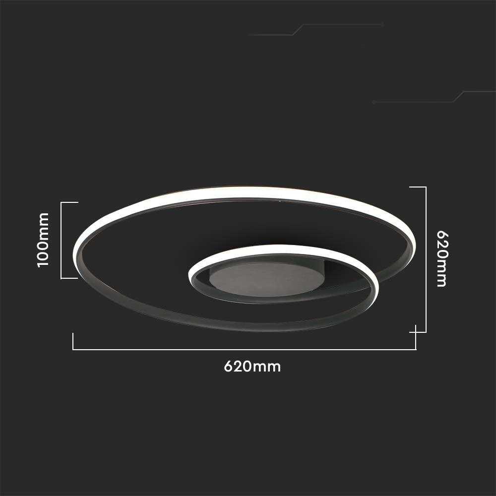 Lubinis šviestuvas V-tac 48W LED paviršinis šviestuvas, juodas, 3000K, dimeriuojamas