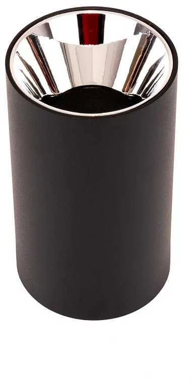 Lubinis šviestuvas GU10 lemputės rėmelis V-TAC, juodas su chromo spalvos vidumi, aukštis 14cm