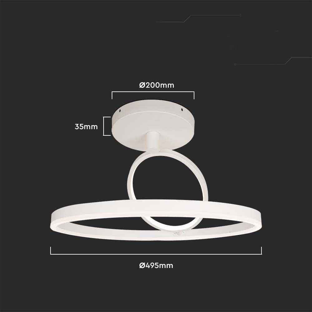 Lubinis šviestuvas V-tac 37W LED paviršinis šviestuvas, baltas, 3000K