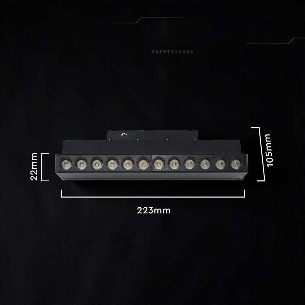 Oprawa szynoprzewód 48V V-TAC 10W 48V 36st LED juoda 22cm regulowana VT-41029 4000K 840lm 3 metai gwarancji