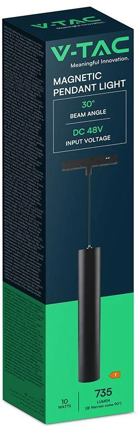 Oprawa szynoprzewód 48V V-TAC 10W 48V LED juoda zwieszana VT-40006 4000K 735lm 3 metai gwarancji
