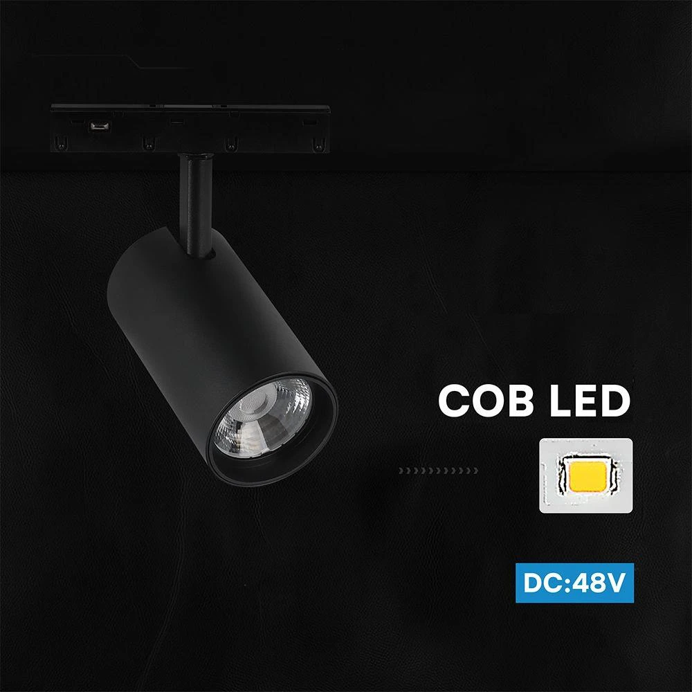 Oprawa szynoprzewód 48V V-TAC 10W 48V LED projektorius juoda VT-40012 4000K 950lm 3 metai gwarancji