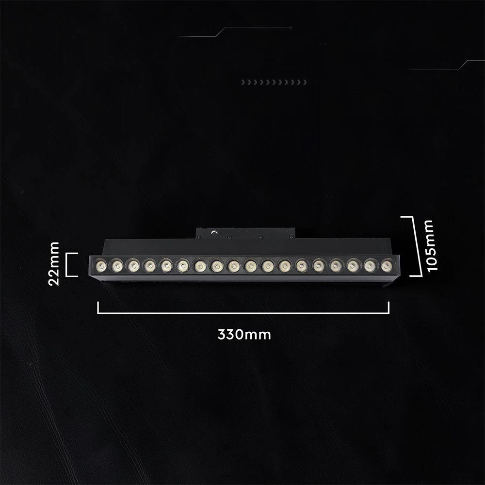 Oprawa szynoprzewód 48V V-TAC 15W 48V 36st LED juoda 33cm regulowana VT-41031 4000K 1220lm 3 metai gwarancji