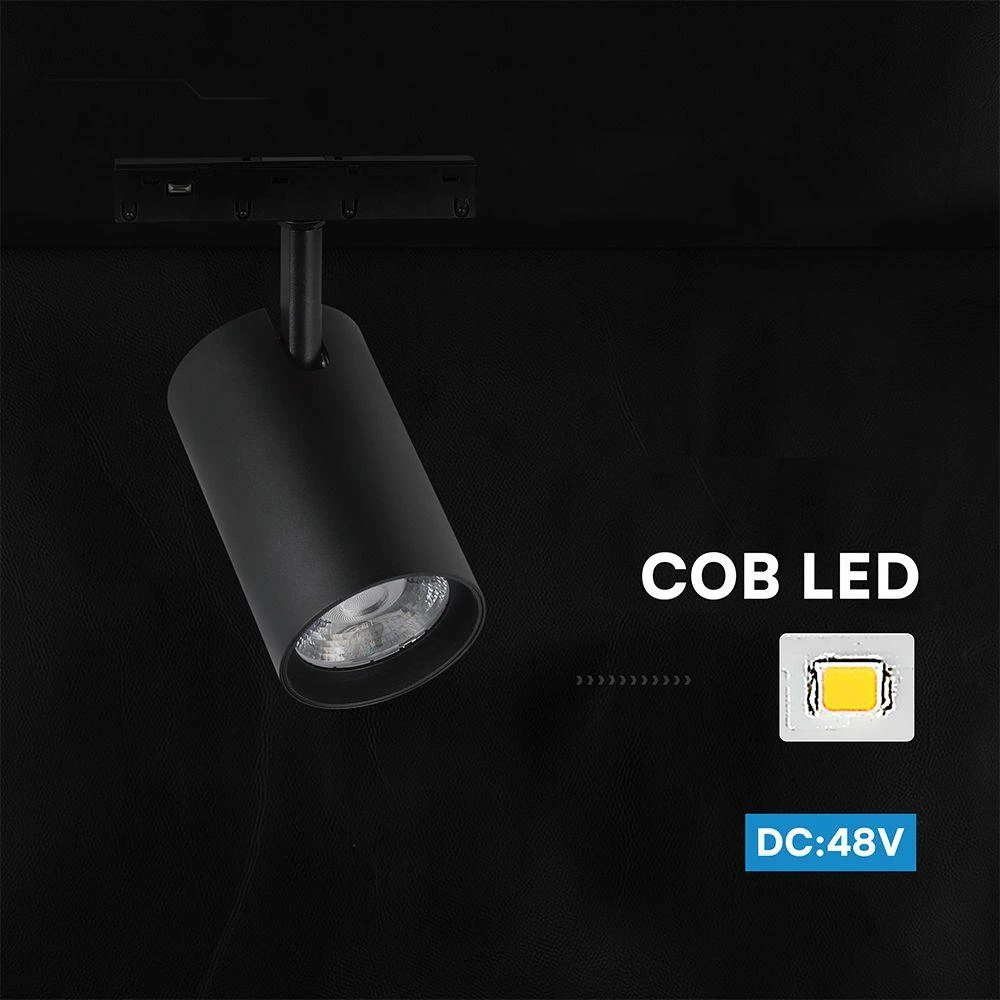 Oprawa szynoprzewód 48V V-TAC 12W 48V LED projektorius juoda VT-40020 4000K 1140lm 3 metai gwarancji