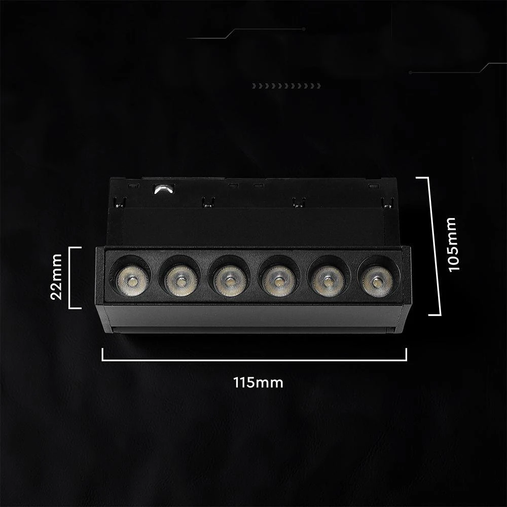 Oprawa szynoprzewód 48V V-TAC 5W 48V 36st LED juoda 12cm regulowana VT-41028 4000K 400lm 3 metai gwarancji