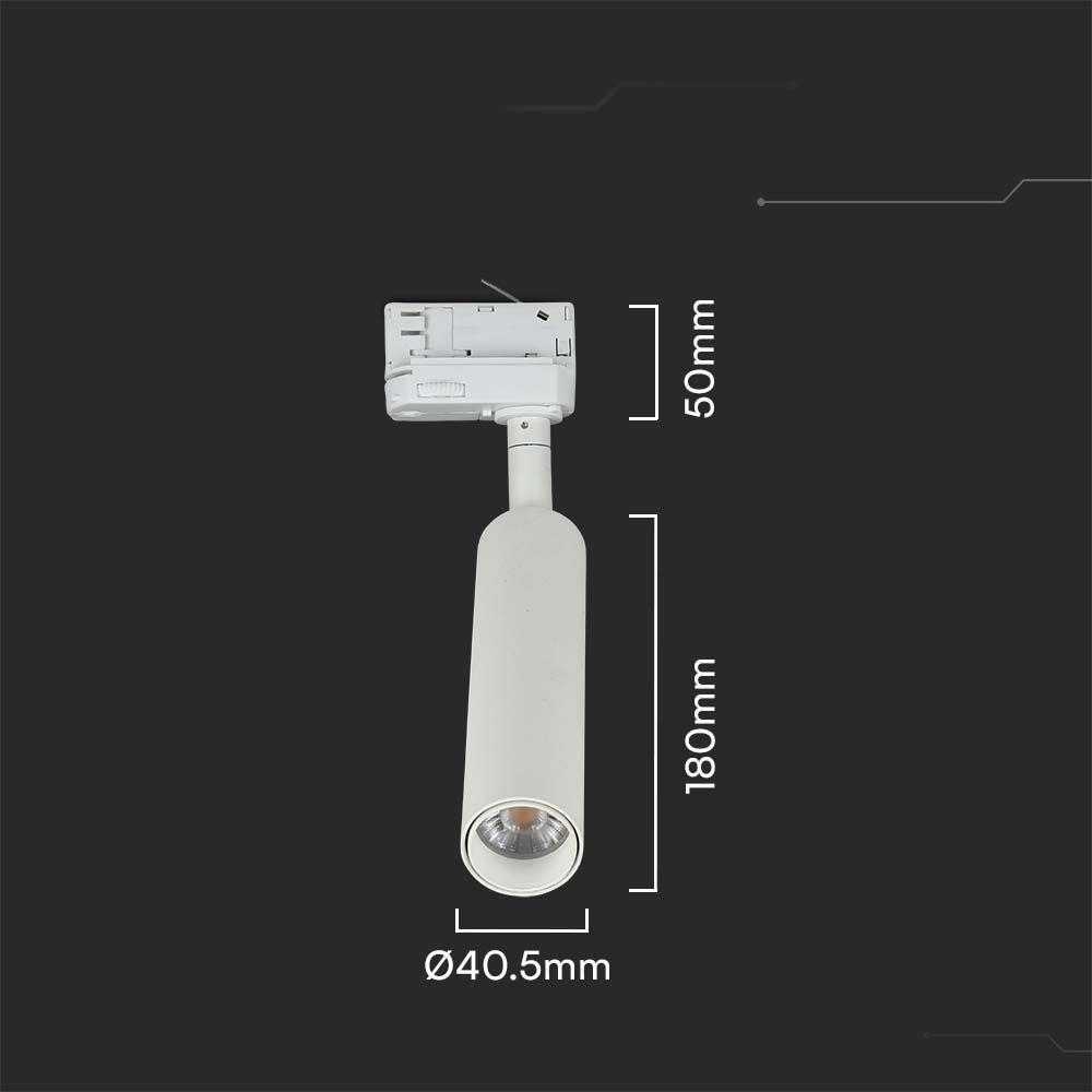 V-tac 15W LED šviestuvas į 3 fazių bėgelius, baltas, 4000K, SAMSUNG LED chip