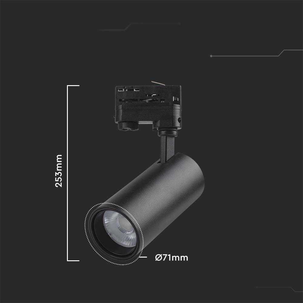 30W LED šviestuvas į bėgelius, juodas, 3000/4000/6400K