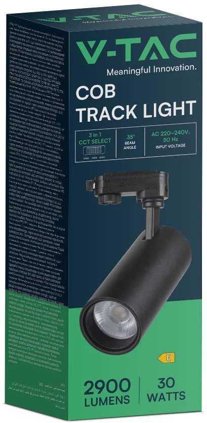 30W LED šviestuvas į bėgelius, juodas, 3000/4000/6400K
