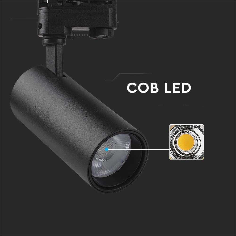 30W LED šviestuvas į bėgelius, juodas, 3000/4000/6400K