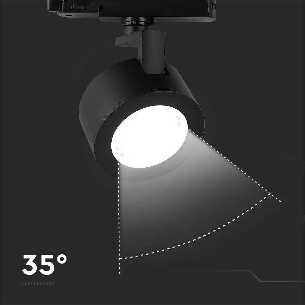 V-tac 30W LED šviestuvas į bėgelius, juodas, 3000/4000/6400K