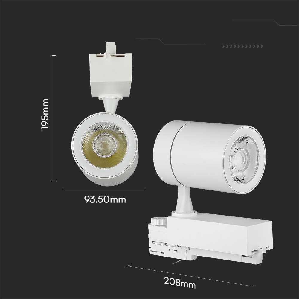 V-tac 35W LED šviestuvas į bėgelius, baltas, 3000K