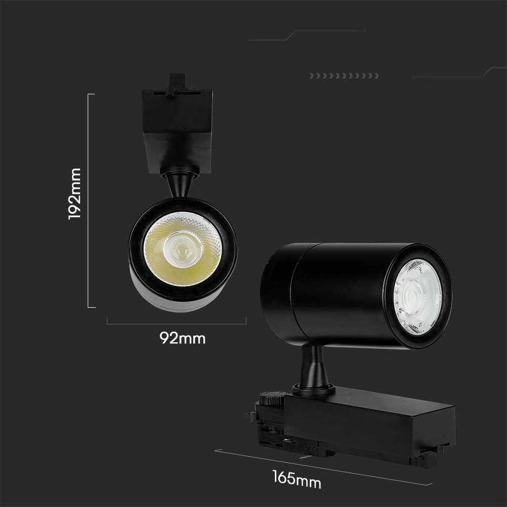 V-tac 35W LED šviestuvas į bėgelius, juodas, 6000K