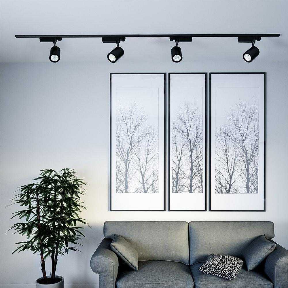 V-tac 35W LED šviestuvas į bėgelius, juodas, 3000K