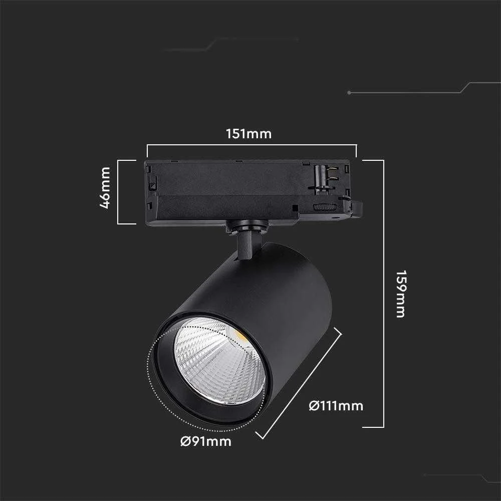 V-tac 35W LED šviestuvas į bėgelius, juodas, 4000K