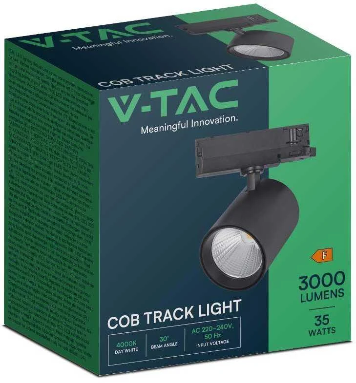V-tac 35W LED šviestuvas į bėgelius, juodas, 4000K
